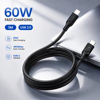 Câble USB-C vers USB-C 60W 1,0m, Câble de Charge PD 3A USB 2.0 Tressé, Vente en Gros Usine, Logo Personnalisé OEM ODM