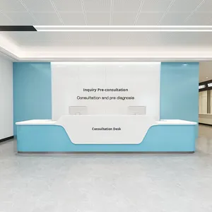 Mostrador de Recepción Plegable de Madera <span class=keywords><strong>para</strong></span> Hospital Moderno, Estación de Enfermería, Recepción Dental, Mostrador de Caja, Mostrador de Información - Product Image 2