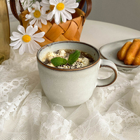 Mug à café en céramique vintage simple, texturé, pour le petit-déjeuner à la maison, tasse à lait, tasse à boire quotidienne au bureau
