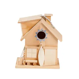 Natural Wooden Bird's Nest Suitable For Outdoor Green Bird Finch Cardinal Hanging Solid Wooden Bird Watching House