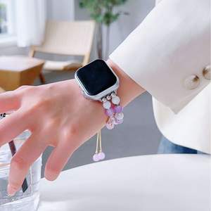 สายนาฬิกาข้อมือแก้วลายดอกลิลลี่สีม่วงสุดหรูแบบปรับได้ สำหรับนาฬิกาซีรีส์ 9/8/7/6/5/4 SE - Product Image 4