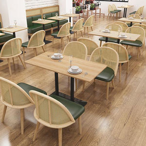 XZY OEM Moderne Hotel Restaurant Houten Tafel Rattan Stoel Sets Lederen Groene Booth Sofa Zitmeubilair - Product Image 5
