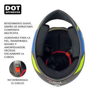 Casco Integrale per Moto Certificato DOT con Visiera Trasparente + Parabrezza Nero Integrato, Casco di Sicurezza Integrale per Motociclisti - Product Image 5