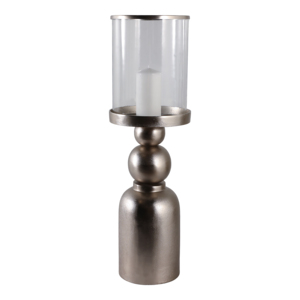 Portacandele Decorativo Contemporaneo con Vetro Rimovibile, Elegante Centrotavola per Soggiorno, Base in Metallo - Product Image 2