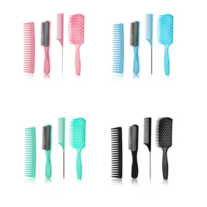 Venta al por mayor bolsa de aire peine de pelo Conjunto de 4 piezas gran curva desenredante peine de peluquería peine antiestático conjunto de Peine de corte de pelo - Product Image 4