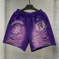 Shorts de survêtement pour homme, style vintage, déchirés, bords bruts, en nylon/coton, respirants, séchage rapide, taille mi-haute avec cordon de serrage