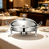 Chauffe-plat de buffet FLEY en acier inoxydable avec brûleur à alcool, support surélevé et plat couvert pour la restauration