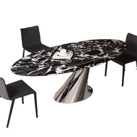 Table à manger ovale en marbre noir de style moderne, en pierre naturelle, grand marbre antique, pour restaurant, mobilier de salle à manger, usage domestique