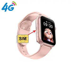 水果风格儿童智能手表4G SIM视频通话方形防水智能手表SOS语音聊天位置跟踪儿童手表