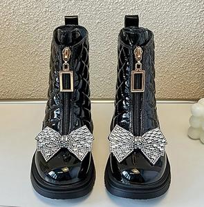 Colección Otoño Invierno Botas cortas de moda para niñas pequeñas Viento inglés Estilo princesa Tacones altos Cremallera Goma - Product Image 5