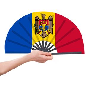 Ventilador de mano con <span class=keywords><strong>bandera</strong></span> moldava de 33cm, ventilador decorativo de tema histórico ajustable de mano de estilo liso de Europa oriental - Product Image 4