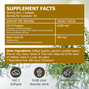 Factory Supply Oil of Oregano Softgels with Black Seed Oil <b>Supplement</b> Gut Health Digestion and Boosts Energy Clarity Softgels - Product Image 2