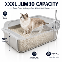 Litière pour chat en acier inoxydable XXL semi-fermée, durable, vente en gros directe d'usine