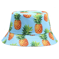 Chapeaux Bob Imprimés Ananas Double Face Fitspi pour Femmes et Hommes, Casquette Panama d'Été Motif Citron Cerise, Chapeau de Pêcheur