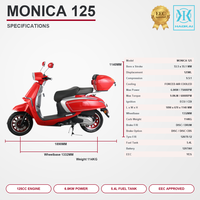 Vente en gros d'usine, scooter à moteur rétro 125cc, refroidissement par air, frein à disque avant, coffre arrière, siège deux places, réservoir de carburant de 5,4 L, EURO 5 EEC