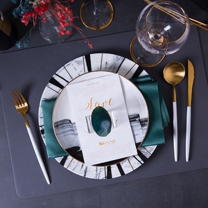 Porcellana decorazione di nozze 8 pollici piatti rotondi hotel piatti da pranzo con logo personalizzato - Product Image 2