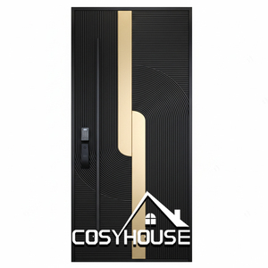 Porte d'entrée moderne de luxe en aluminium moulé avec serrure intelligente - Product Image 1