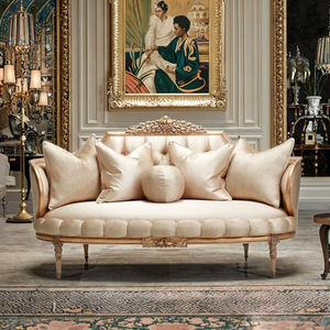 Ensemble de canapés en tissu français au design royal de luxe Meubles de salon de style rococo français Canapés en tissu de bois massif - Product Image 1