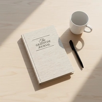 Agenda quotidien en cuir avec pochette arrière, carnet de gratitude et organisateur en tissu lin et coton personnalisé 2026