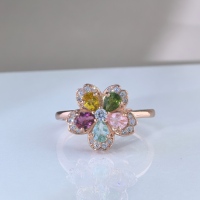 Vente en gros d'usine, bague en argent sterling 925 plaqué or rose/rhodium, différents types de pierres précieuses naturelles, bague en forme de fleur pour femme, cadeau