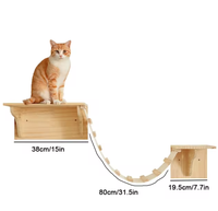 Hamac mural en bois moderne et durable pour chat, antidérapant et confortable, avec structure d'escalade et perchoir, lit portable pour chats d'intérieur
