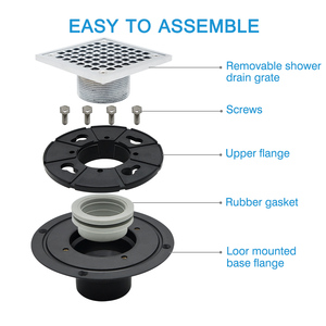 Grille de drainage de sol à base ABS personnalisée avec grille amovible en laiton Drains de sol anti-odeur d'intérieur <span class=keywords><strong>pour</strong></span> drain de <span class=keywords><strong>douche</strong></span> de salle de bain - Product Image 3