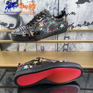 Chaussures de sport rétro élégantes pour hommes avec semelles rouges, doublure en coton doux, clous, printemps, été, automne, hiver, evergreen, Louboutins - Product Image 6