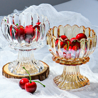 Bol à fruits et noix en verre sur pied haut, style chinois créatif et unique, pour salle à manger et maison