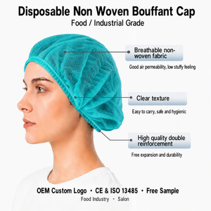 Gorros Verdes para Cubrir el Cabello, Ligeros, Resistentes a Fluidos, Transpirables, con Certificación CE, No Estériles - Product Image 2