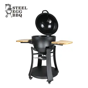 Pabrik BBQ Baja Telur Churrasqueira Kamado 22 Inci Asador Keramik Churrasco Grill, Char Griller Makanan Luar Ruangan Tong Ikan Pengasap