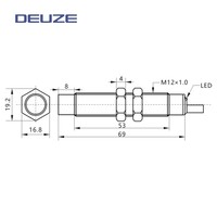 Capteur de Proximité LED Cylindrique Universel M12 Non-Plongeant 10mm 3 Fils DC NO/NC NPN/PNP IP67 à Traitement de Précision ICB12MN10N2