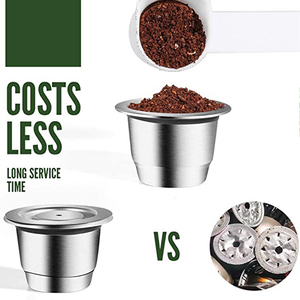 2 Pack Stainless Steel Reusable <b>Coffee</b> Pods for Nespresso OriginalLine, Includes Tamper and <b>Spoon</b> - Product Image 2