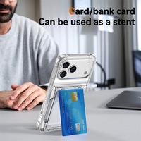 Étui de luxe grande capacité pour cartes, compatible avec iPhone 18 17 Pro Max, transparent avec support rabattable
