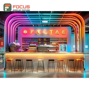 Mostrador de Servicio Contemporáneo para Cafetería, Acabado de Panel Blanco, Área de Exhibición de Bolsas de Café, Mostrador de Servicio para Barista - Product Image 3