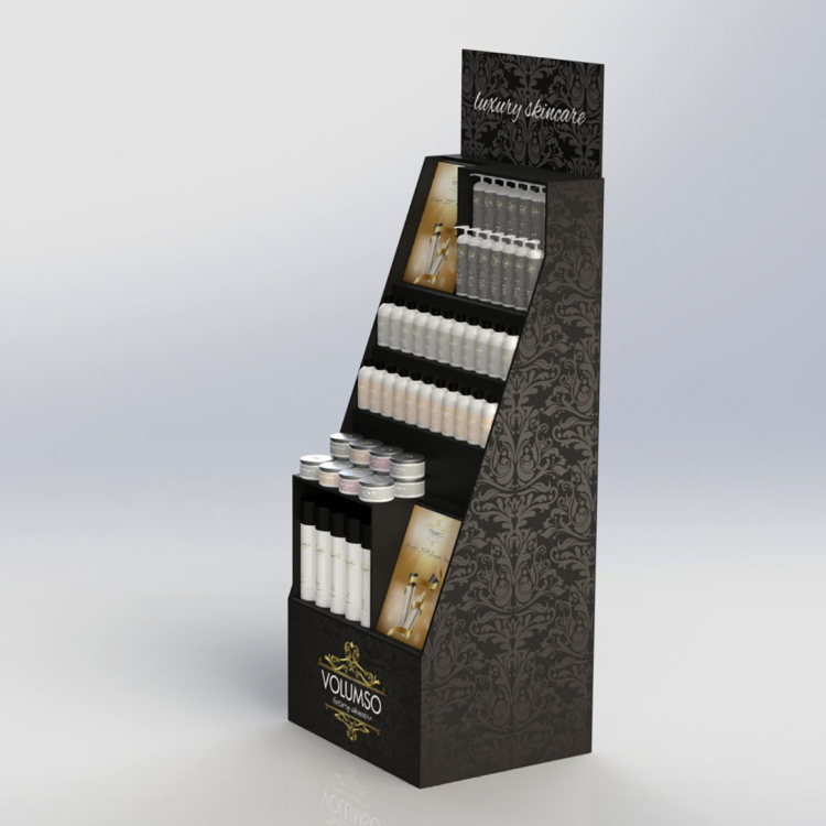 Custom logo Theme Beauty Brand Show Wooden Retail showcase Shelf Shampoo Display Stand — view 3