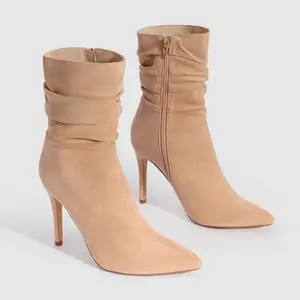 2024 Women's High Heel Boots Designers New Sexy Winter High Heel Ruffled Boots