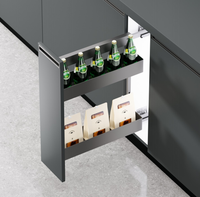 JAYNA, panier coulissant multifonctionnel moderne en alliage d'aluminium, 2 étagères, rangement de cuisine, côté bouteille, organiseur d'épices