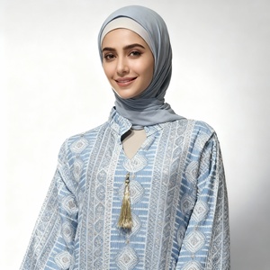 Abaya en coton brodé élégante et de qualité supérieure avec des paillettes florales pour femmes musulmanes, robe de soirée, vente en gros - Product Image 1