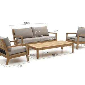 Muebles modernos de lujo personalizados para jardín, conjunto de muebles de madera de teca para Patio y exterior