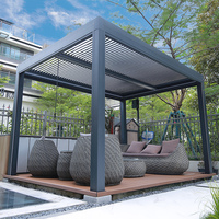 Pergola en aluminium de qualité professionnelle 4x4m avec toit à lames motorisé, imperméable, pour jardin, gazebo 13x13ft, terrasse de restaurant