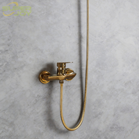 Kit de douche à main doré au design moderne, installation facile, avec tuyau de douche, support et robinet de douche en zinc
