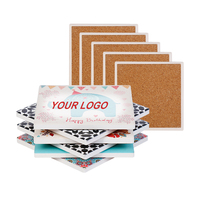 Impression personnalisée sublimation brillante dessous de verre en céramique pierre ardoise carré marbre sous-verres en céramique boissons tasse absorbante dessous de verre en liège