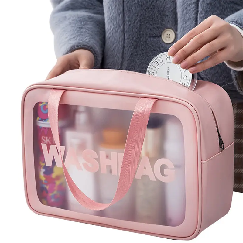 Sac à cosmétiques Transparent avec logo personnalisé, trousse de maquillage, trousse de beauté, sac à cosmétiques Transparent pour soins de la peau