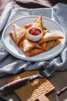 Fábrica profesional delicioso IQF verduras congeladas Samosa primavera rollos bolsa de alimentos embalaje congelar pastelería americana aperitivos chinos