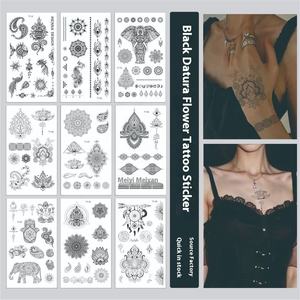 Di fascia alta retrò nero disegno Mandala temporaneo del tatuaggio adesivo impermeabile henné per il viso Sexy Totem per il commercio transfrontaliero - Product Image 1