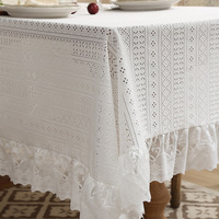 Nouvelle arrivée, nappe en coton et lin de style français personnalisable, couleur unie, avec bord festonné, pour un usage domestique