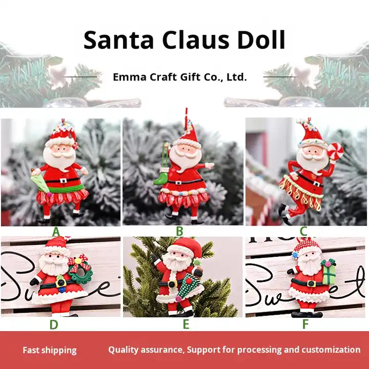 Soft Clay Santa Claus Christmas Tree Decorations Hanging Wall Door
