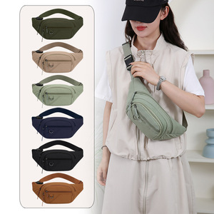 Women's Waist <b>Bag</b> Nylon Multiple Pockets Water Resistant Crossbody <b>Bag</b> Everyday Use Khaki - Product Image 2