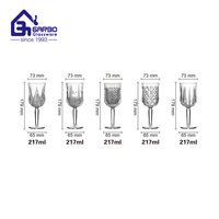 Verres à vin en verre gravés de motifs classiques en diamant, vente en gros, pas cher, 300 ml, gobelet à eau, verrerie en relief, ensemble