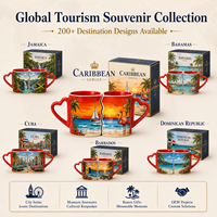 Ensemble de tasses à café en céramique Souvenirs des Caraïbes, design plage, couple enlacé, tasses en porcelaine populaires, personnalisables OEM ODM, vente en gros